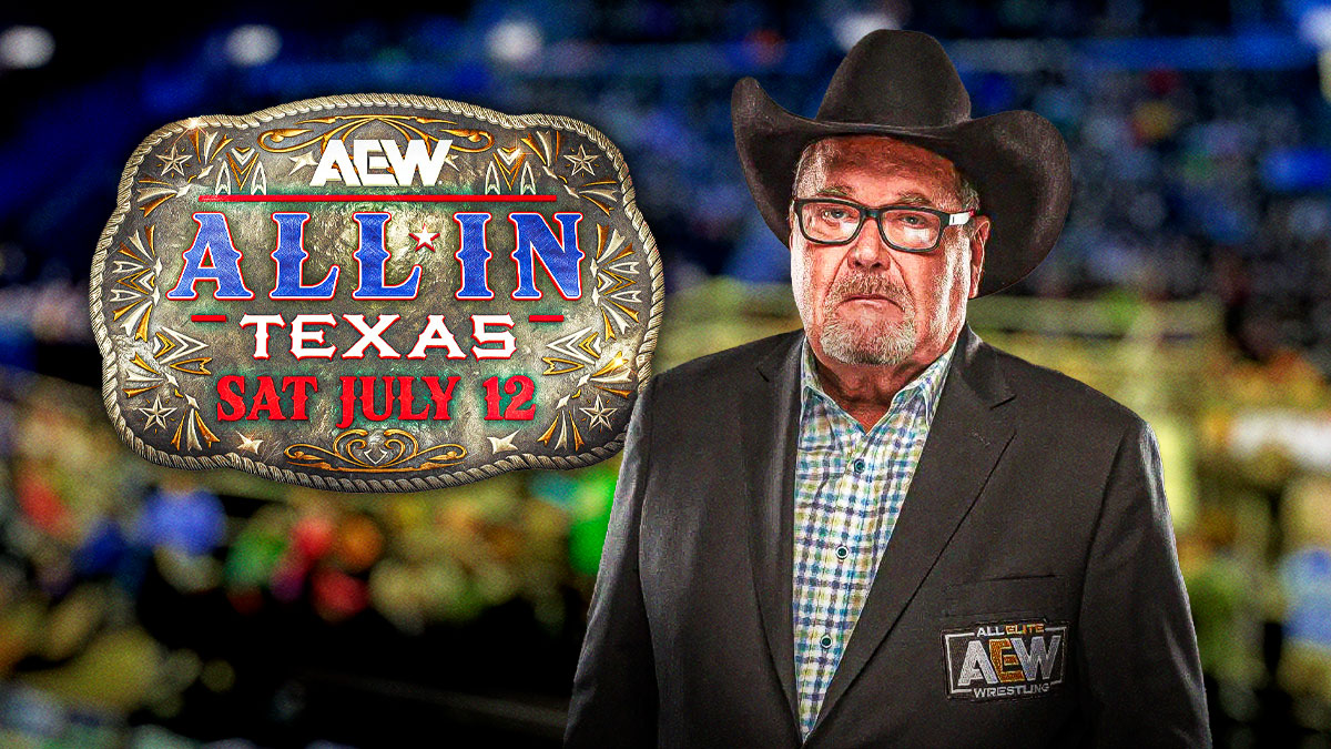 Jim Ross in front of the AEW All In Texas logo