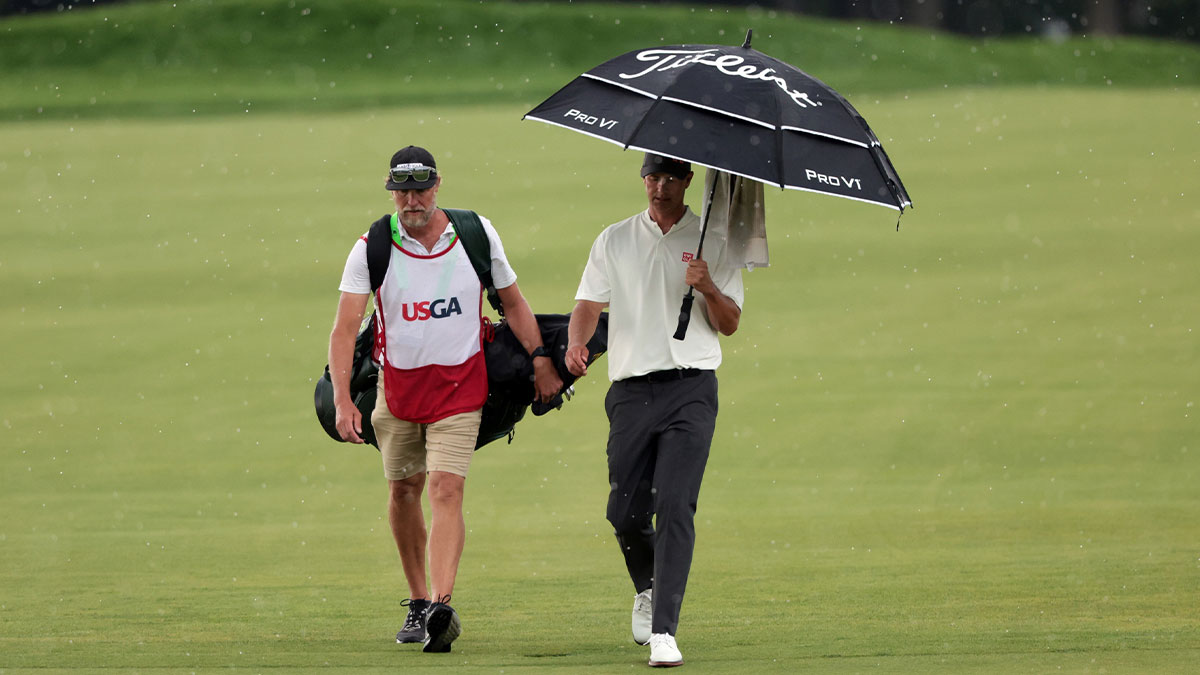 Adam Scott walks on the seventh fairway during the final round of the U.S. Open golf tournament.
