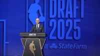 Jun 25, 2025; Brooklyn, NY, USA; NBA commissioner Adam Silver speaks during the 2025 NBA Draft at Barclays Center. Mandatory Credit: Brad Penner-Imagn Images