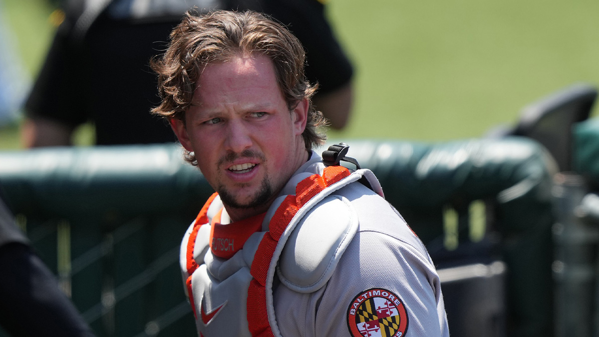 Baltimore Orioles catcher Adley Rutschman (35) before the game against the Athletics at Sutter Health Park.