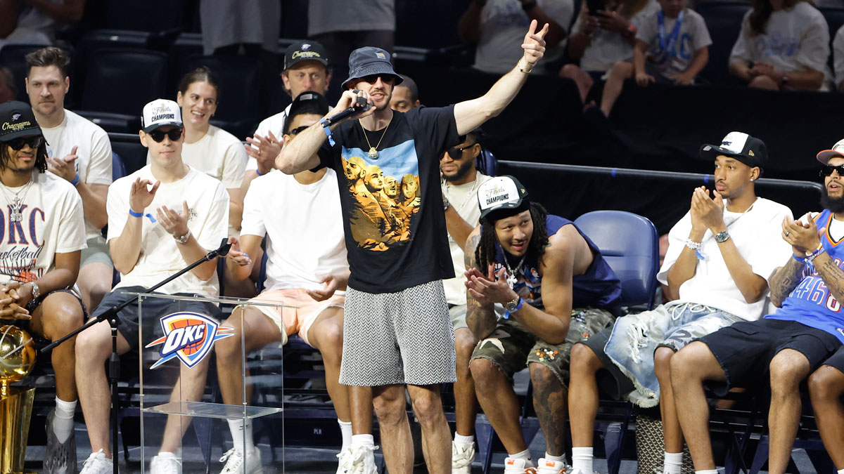 Oklahoma City Thunder star Alex Caruso at Champions Opening Ceremony after winning the NBA Finals.
