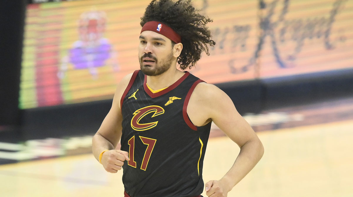 Cleveland Cavaliers forward Anderson Varejao (17) runs on the court in the first quarter against the Boston Celtics at Rocket Mortgage FieldHouse.