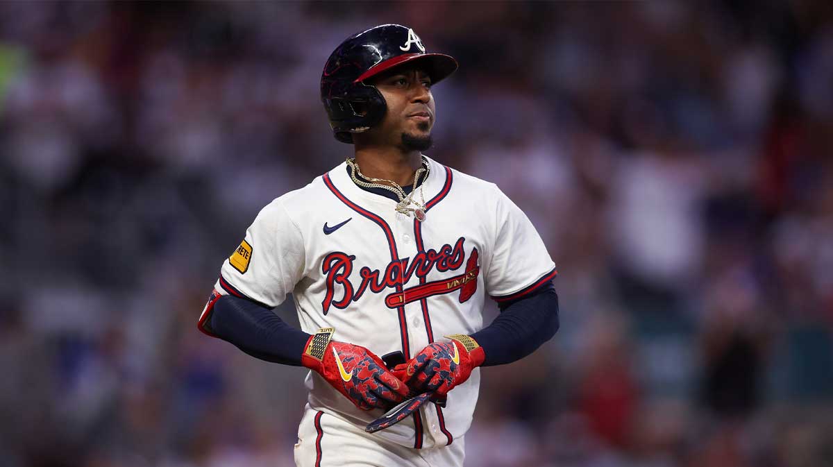 Atlanta Braves second baseman Ozzie Albies (1) walks against the New York Mets in the fifth inning at Truist Park.