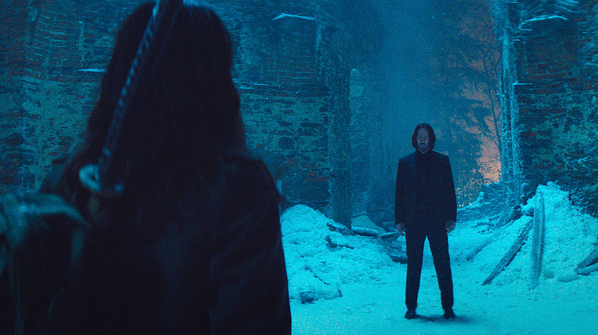 Ana de Armas and Keanu Reeves as Eve and John Wick in the Ballerina spin-off movie.