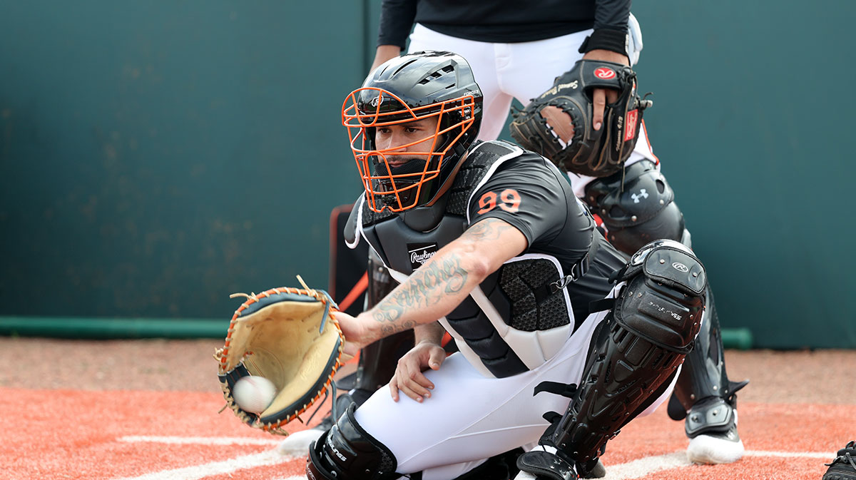Baltimore Orioles catcher Gary Sanchez (99) during spring training workouts at Ed Smith Stadium.