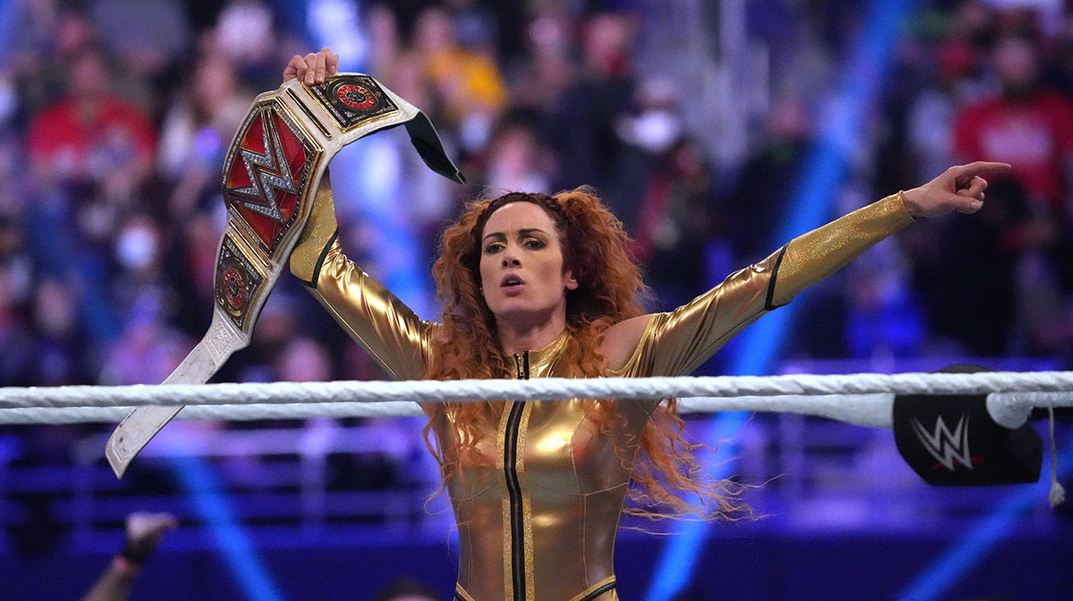 WWE star Becky Lynch, who wore a Chicago Bears jacket in Green Bay, home of the Packers, during RAW, at the Royal Rumble.