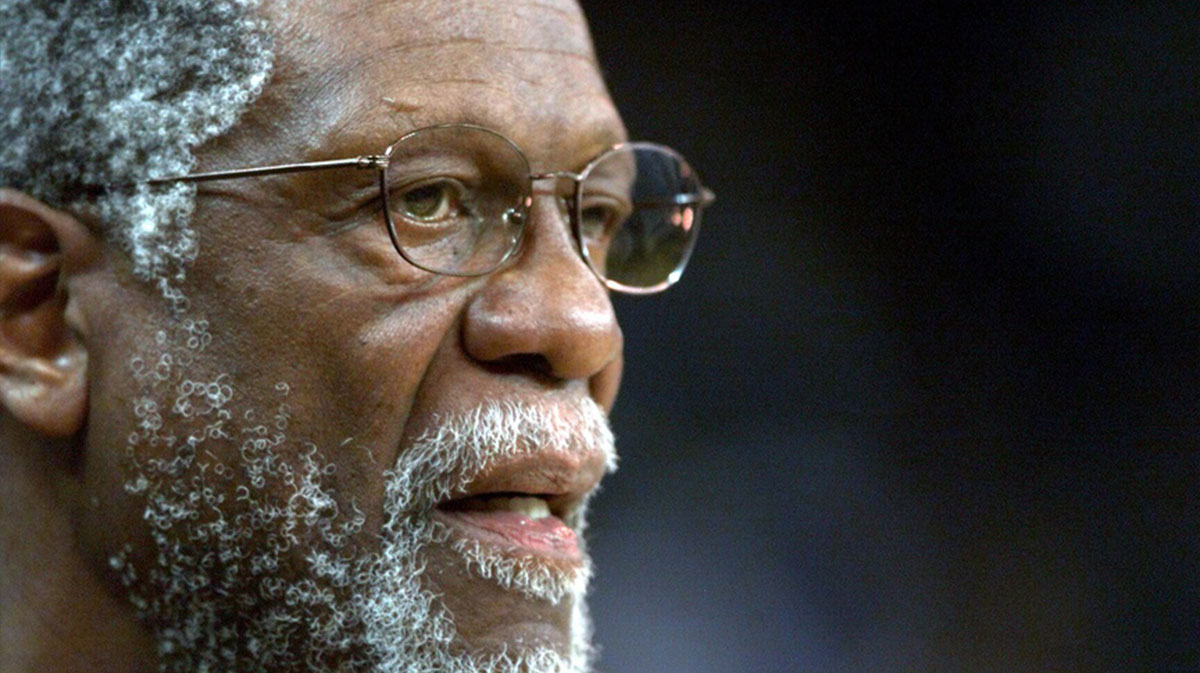 Former NBA great Bill Russell on the sidelines during the NBA Rookie Game.