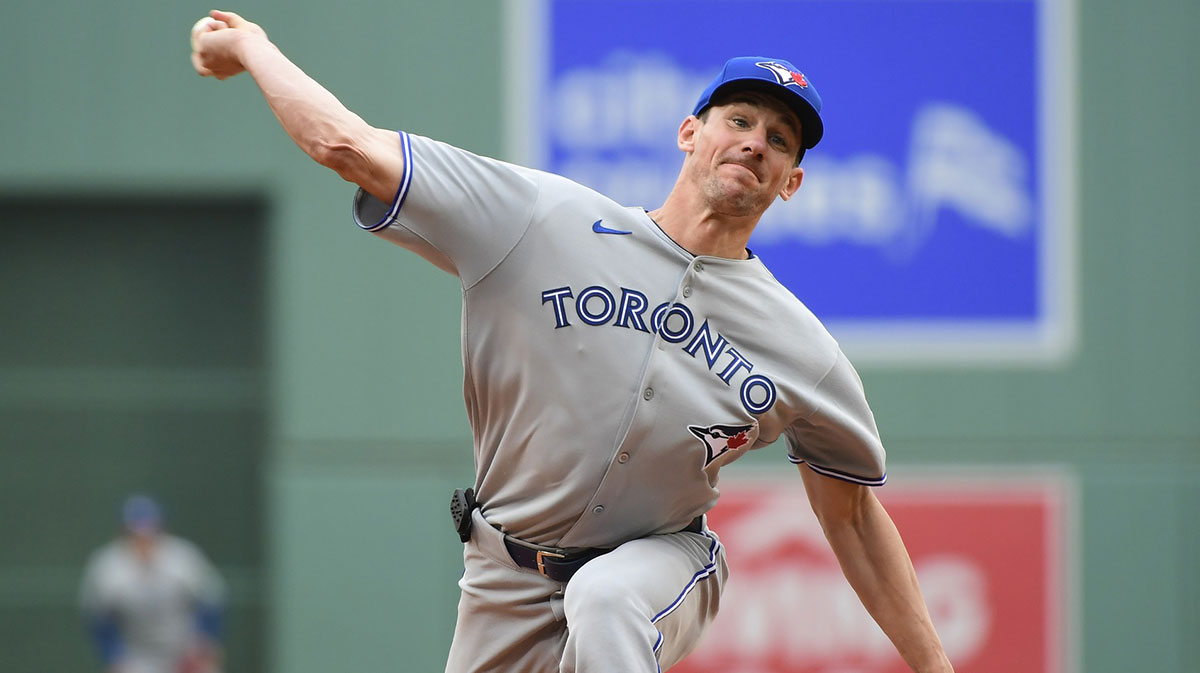 ; Toronto Blue Jays starting pitcher Chris Bassitt (40) pitches during the first inning against the Boston Red Sox at Fenway Park.