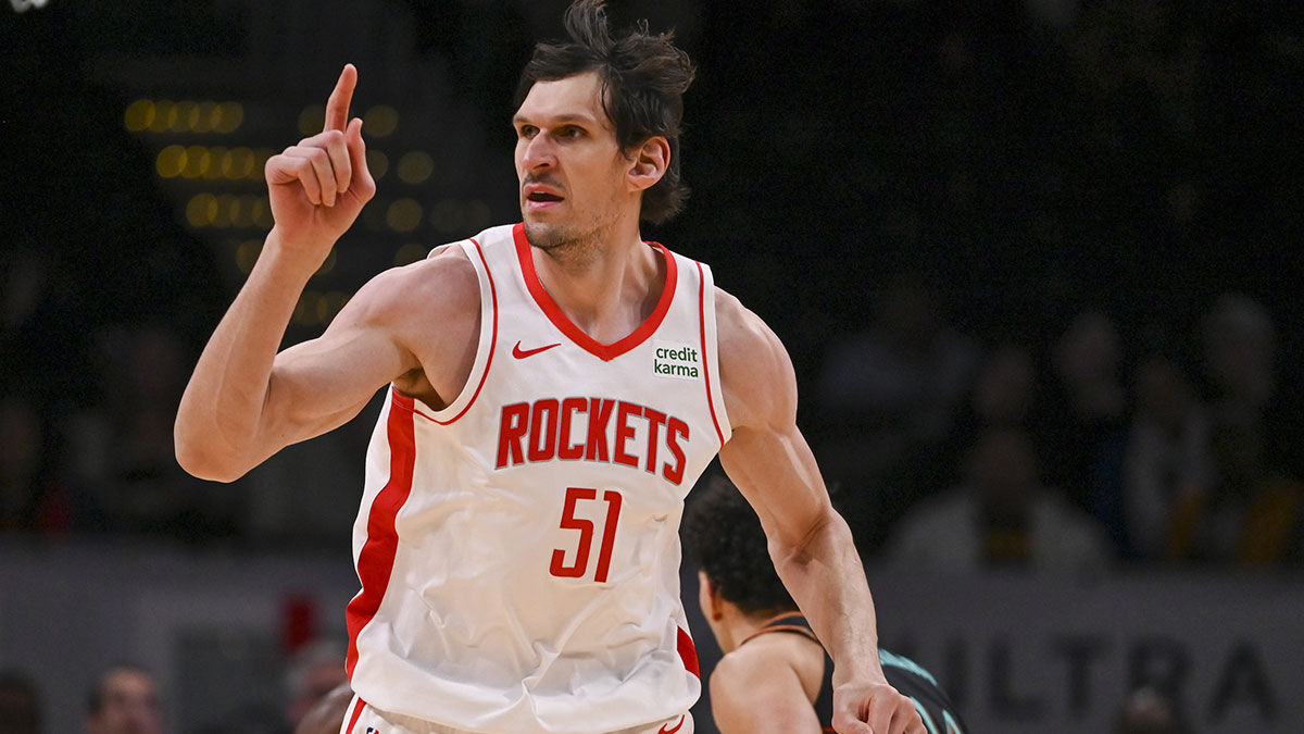 Houston Rockets center Boban Marjanovic (51) runs down the court during the second half against the Washington Wizardsat Capital One Arena