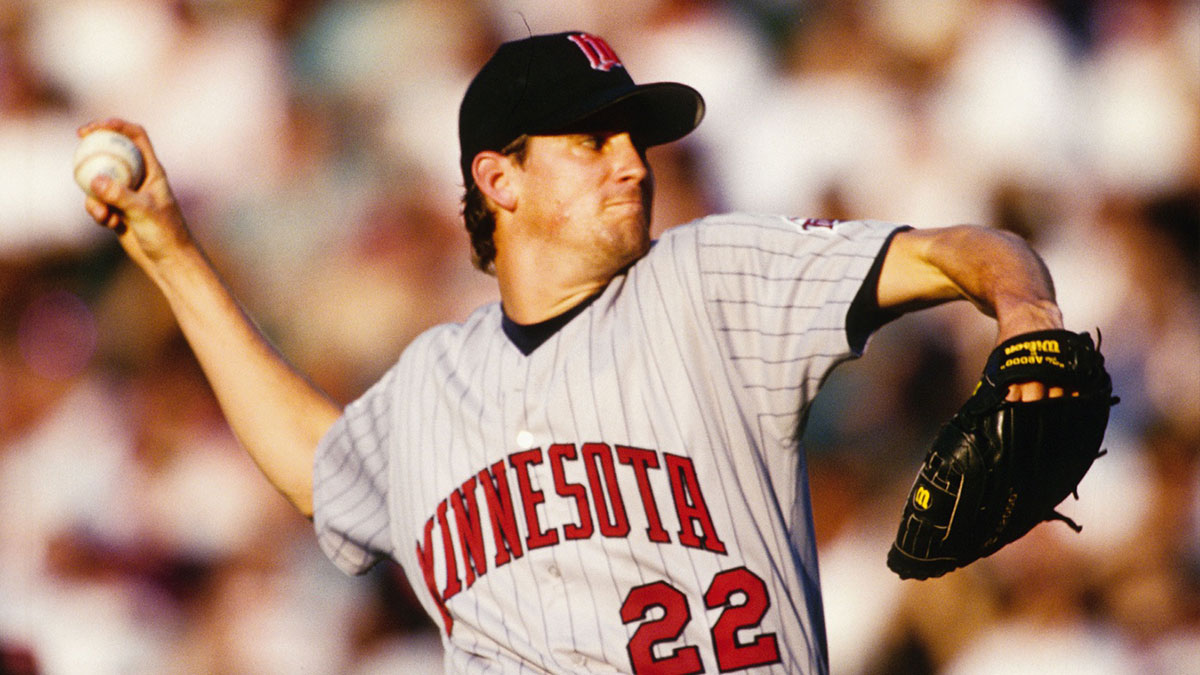 Minnesota Twins pitcher Brad Radke in action on the mound.