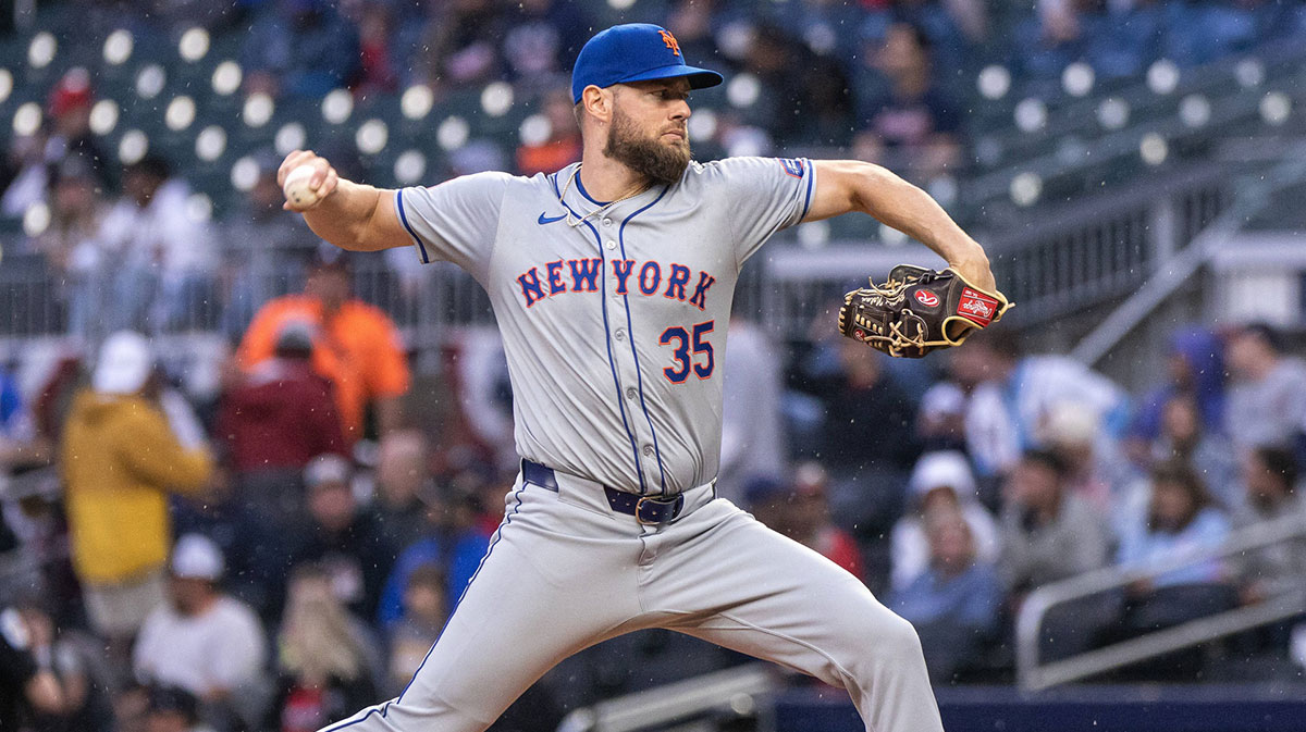Starting pitcher New York Mets pitcher Brooks Raley (25) pitches the ball against Atlanta Braves during the first inning at Truist Park. He undergoes Tommy John later that season.
