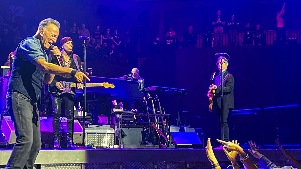 Bruce Springsteen, who recalled bringing Michelle Obama on stage with the former First Lady, performing in Connecticut on his tour.