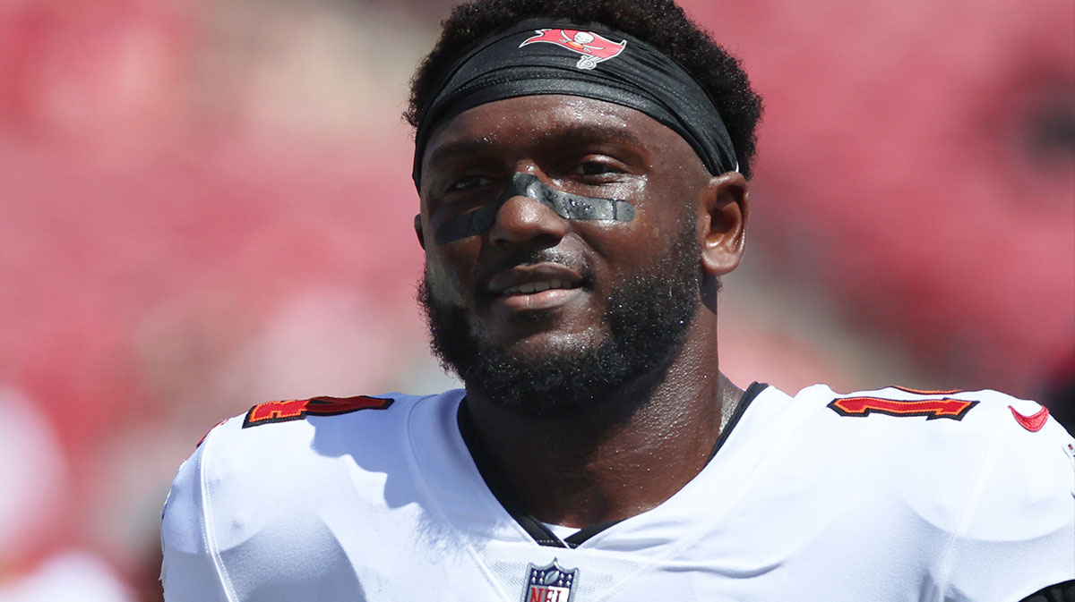 Tampa Bay Buccaneers wide receiver Chris Godwin (14) works out prior to the game against the Denver Broncos at Raymond James Stadium.