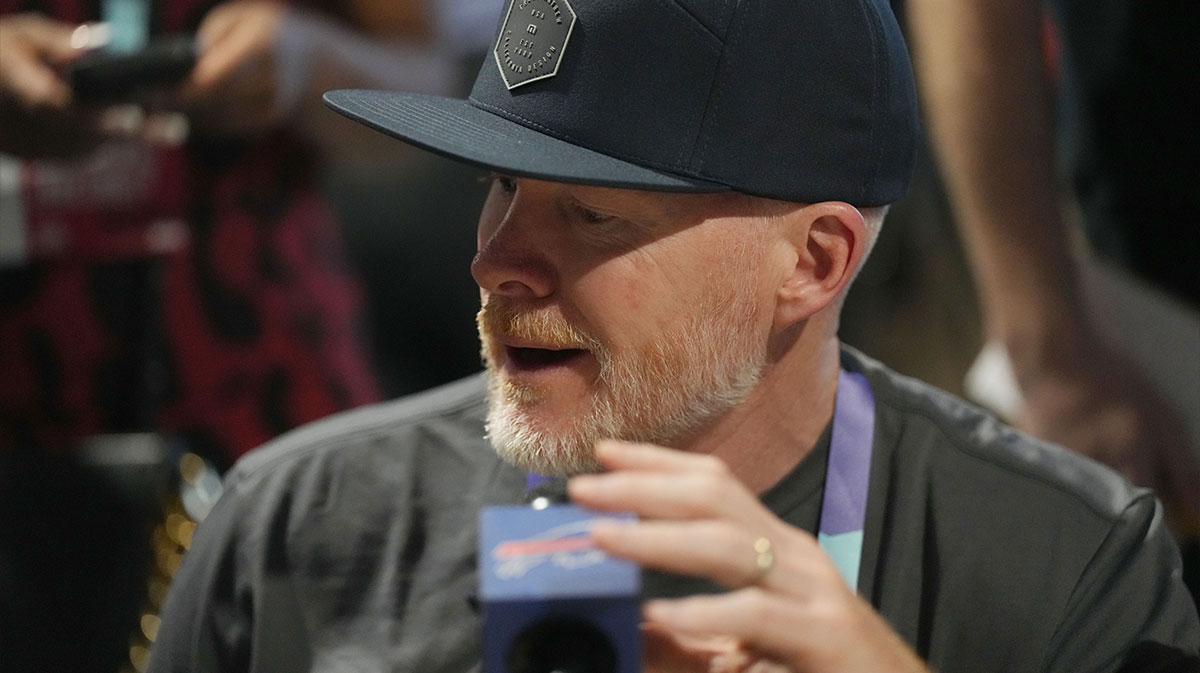 Buffalo Bills head coach Sean McDermott answers questions from the media during the NFL Annual League Meeting at The Breakers.