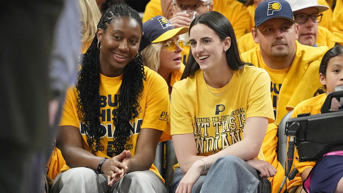 Caitlin Clark hits the choke sign in Pacers-Thunder Game 3