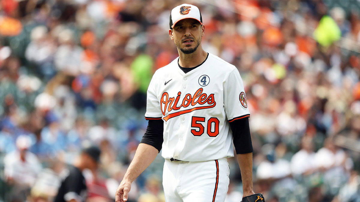 Baltimore Orioles pitcher Charlie Morton (50) looks on during the sixth inning against the Chicago White Sox at Oriole Park at Camden Yards.