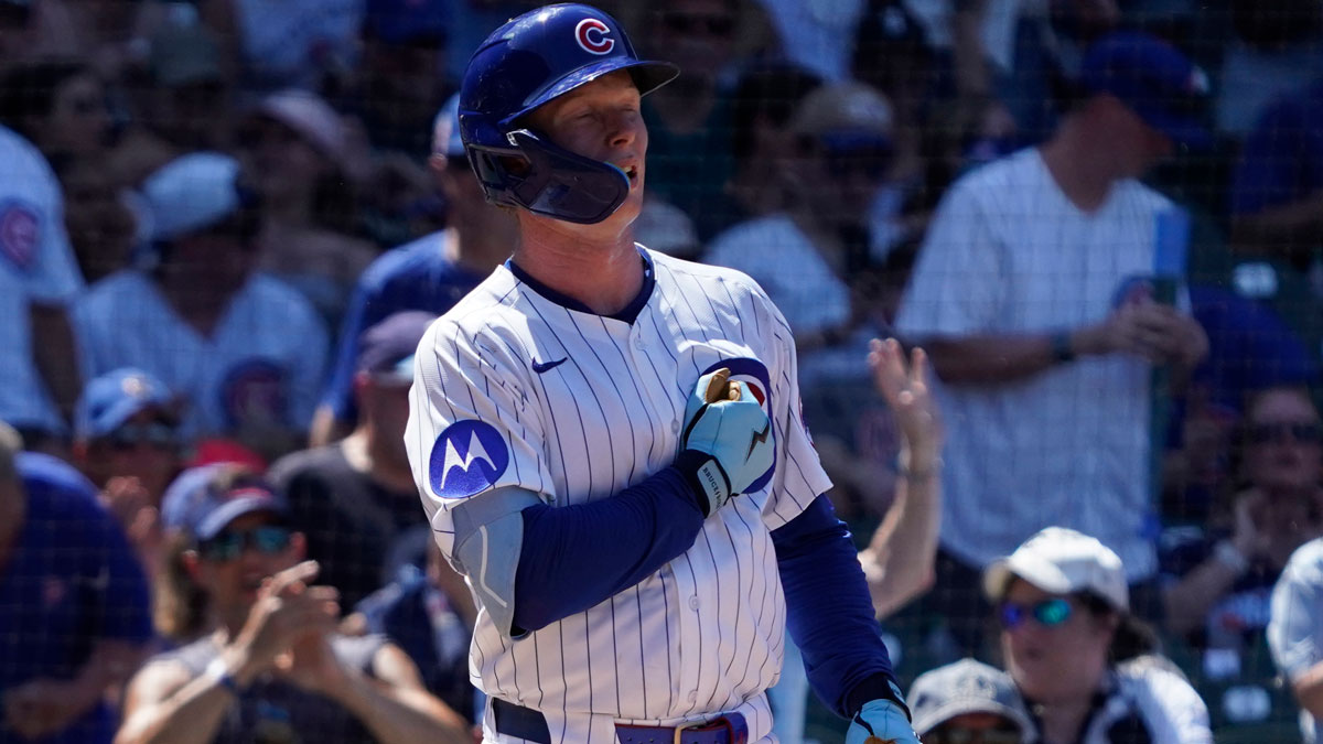 Chicago Cubs outfielder Pete Crow-Armstrong (4) gestures after hitting a home run against the Seattle Mariners during the fifth inning at Wrigley Field. Whitson