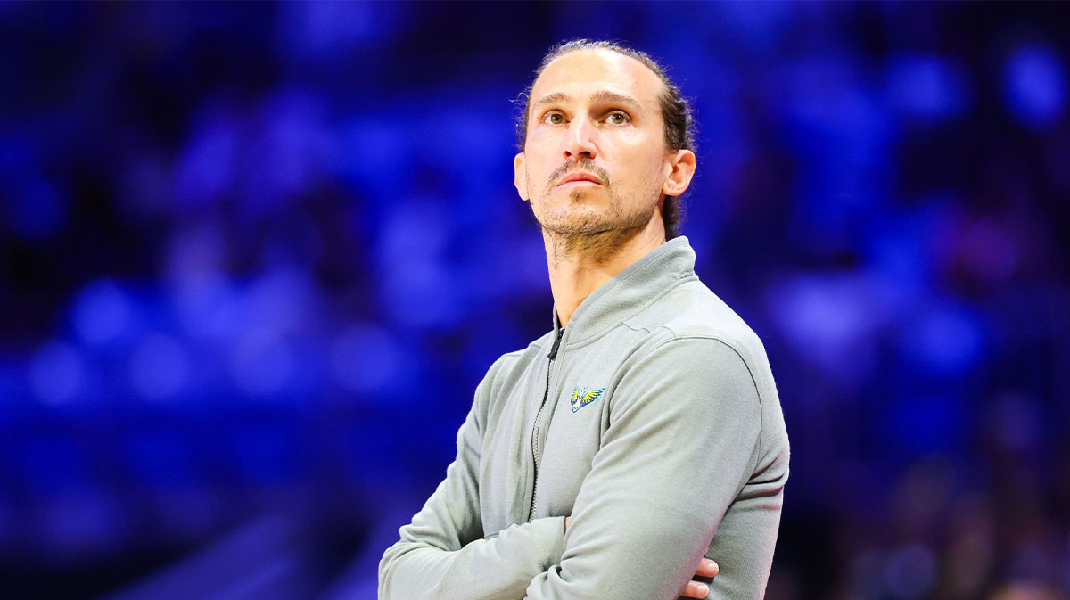 Dallas Wings head coach Chris Koclanes reacts against the Los Angeles Sparks during the second half at College Park Center.