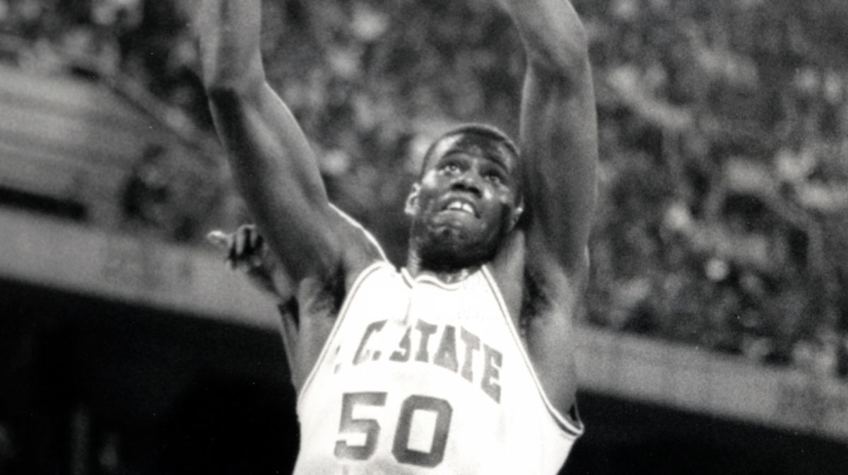 North Carolina State Wolfpack center Chris Washburn (50) in action during the 1986 NCAA Tournament at Kemper Arena.