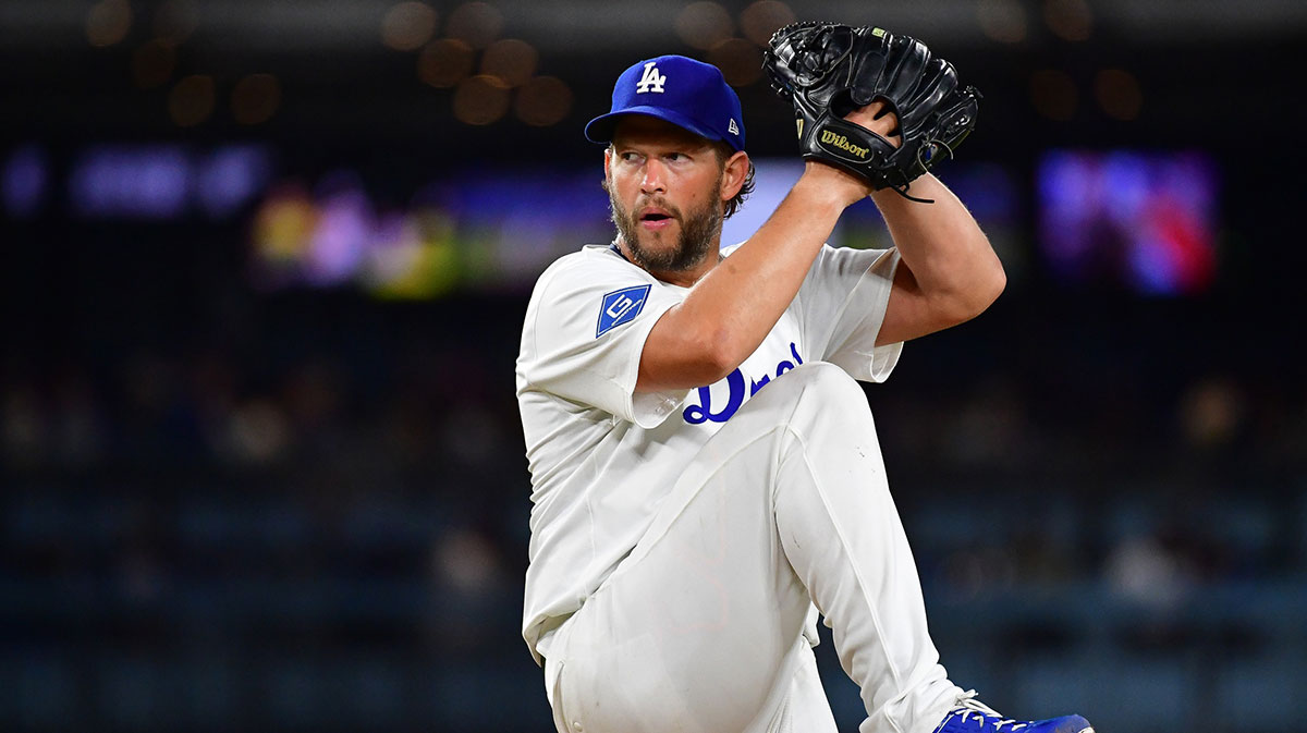 June 3, 2025; Los Angeles, California, USA; Los Angeles Dodgers pitcher Clayton Kershaw (22) throws against the New York Mets during the fifth inning at Dodger Stadium. Mandatory Credit: Gary A. Vasquez-Imagn Images