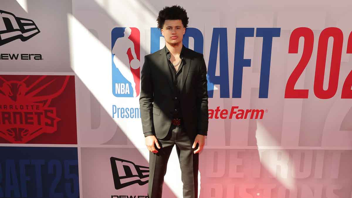 Walter Clayton Jr. arrives before the first round of the 2025 NBA Draft at Barclays Center.