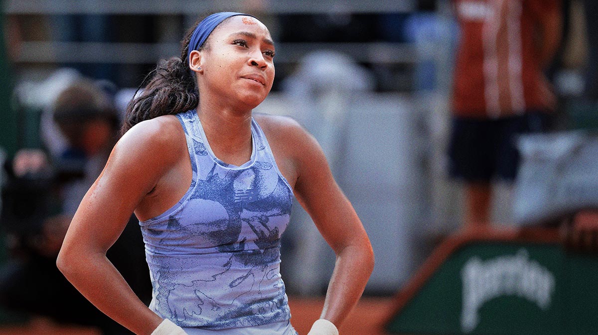 Coco Gauff of the United States celebrates winning the womenís singles final against Aryna Sabalenka on day 14 at Roland Garros Stadium.