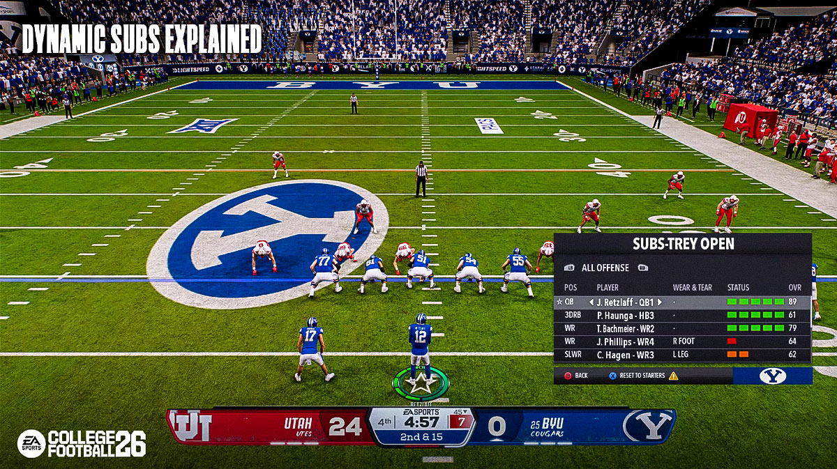 College Football 26 Adds Dynamic Subs, Improves Wear & Tear