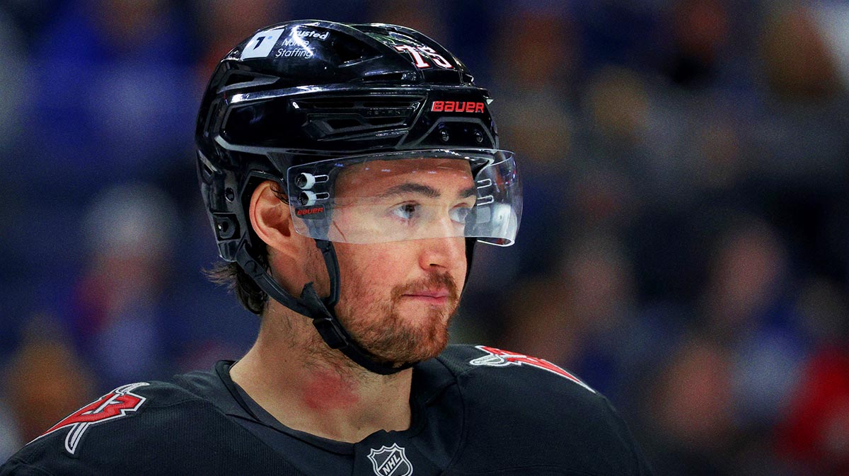 Buffalo Sabres defenseman Connor Clifton (75) during a stoppage in play during the third period against the Philadelphia Flyers at KeyBank Center.