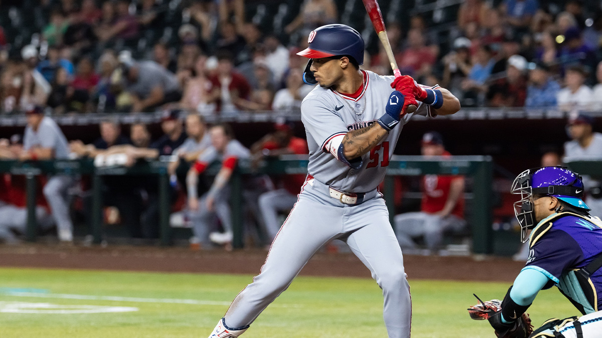 May 30, 2025; Phoenix, Arizona, USA; Washington Nationals outfielder Daylen Lile against the Arizona Diamondbacks at Chase Field.