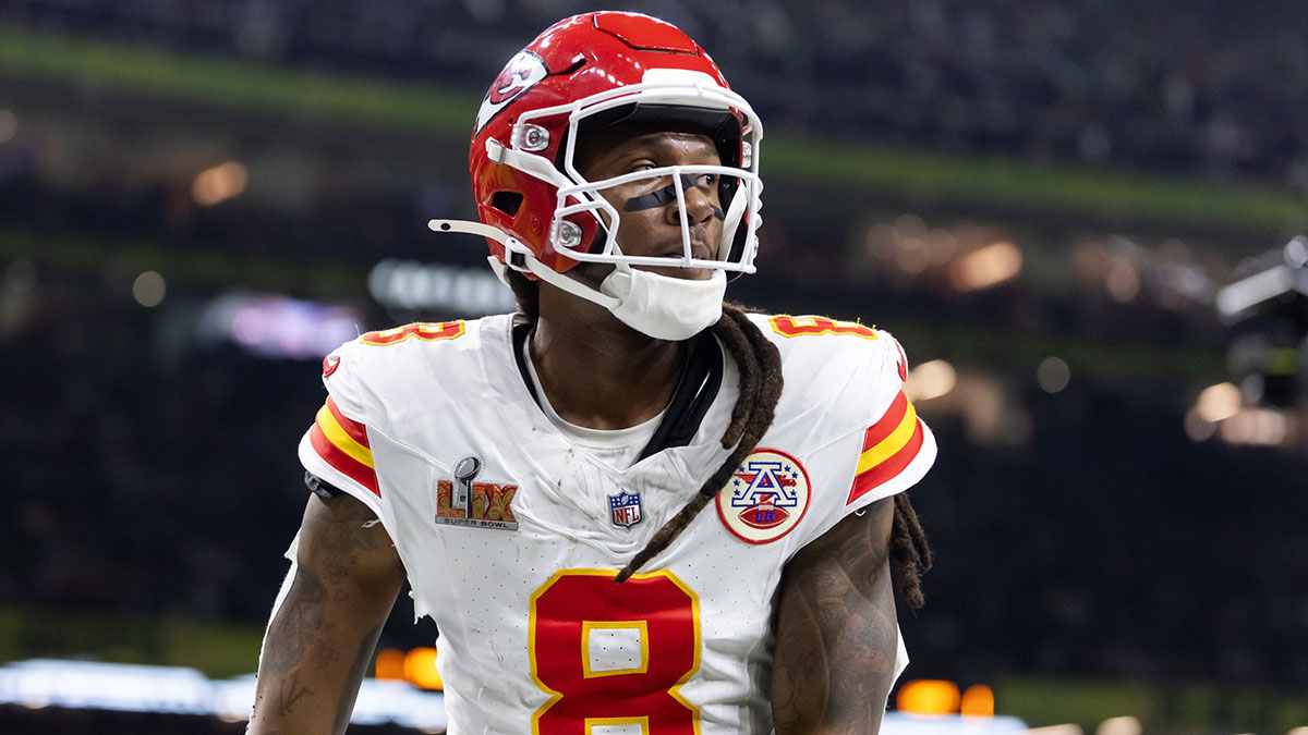 Kansas City Chiefs wide receiver DeAndre Hopkins (8) against the Philadelphia Eagles in Super Bowl LIX at Ceasars Superdome.
