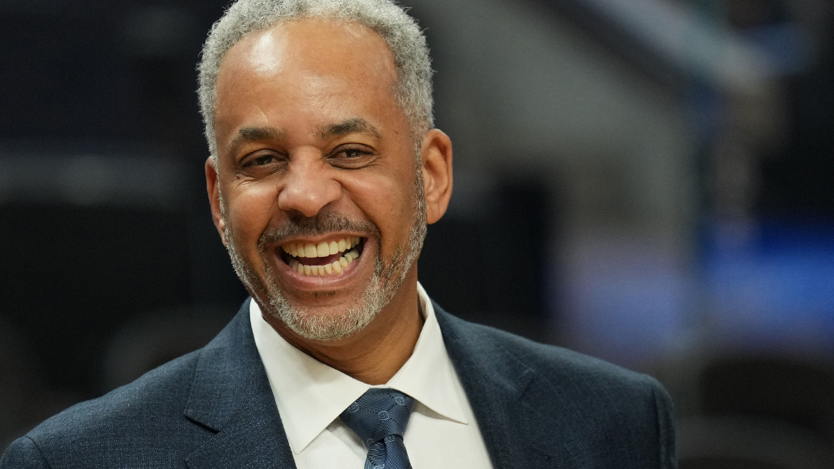 Charlotte Hornets color commentator Dell Curry before the game against the Golden State Warriors at Chase Center.
