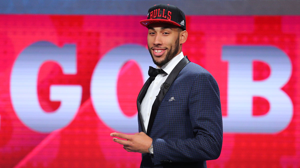 Denzel Valentine (Michigan State) walks off stage after being selected as the number fourteen overall pick to the Chicago Bulls in the first round of the 2016 NBA Draft at Barclays Center.