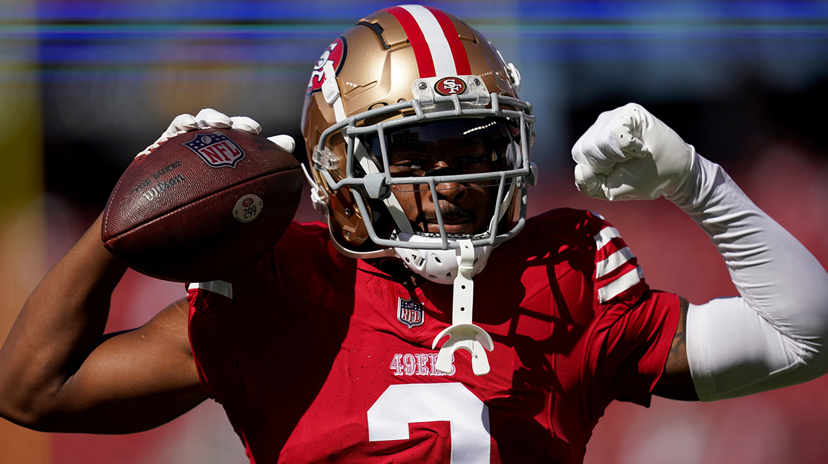 San Francisco 49ers cornerback Deommodore Lenoir (2) flexes before the start of the game against the Kansas City Chiefs at Levi's Stadium.