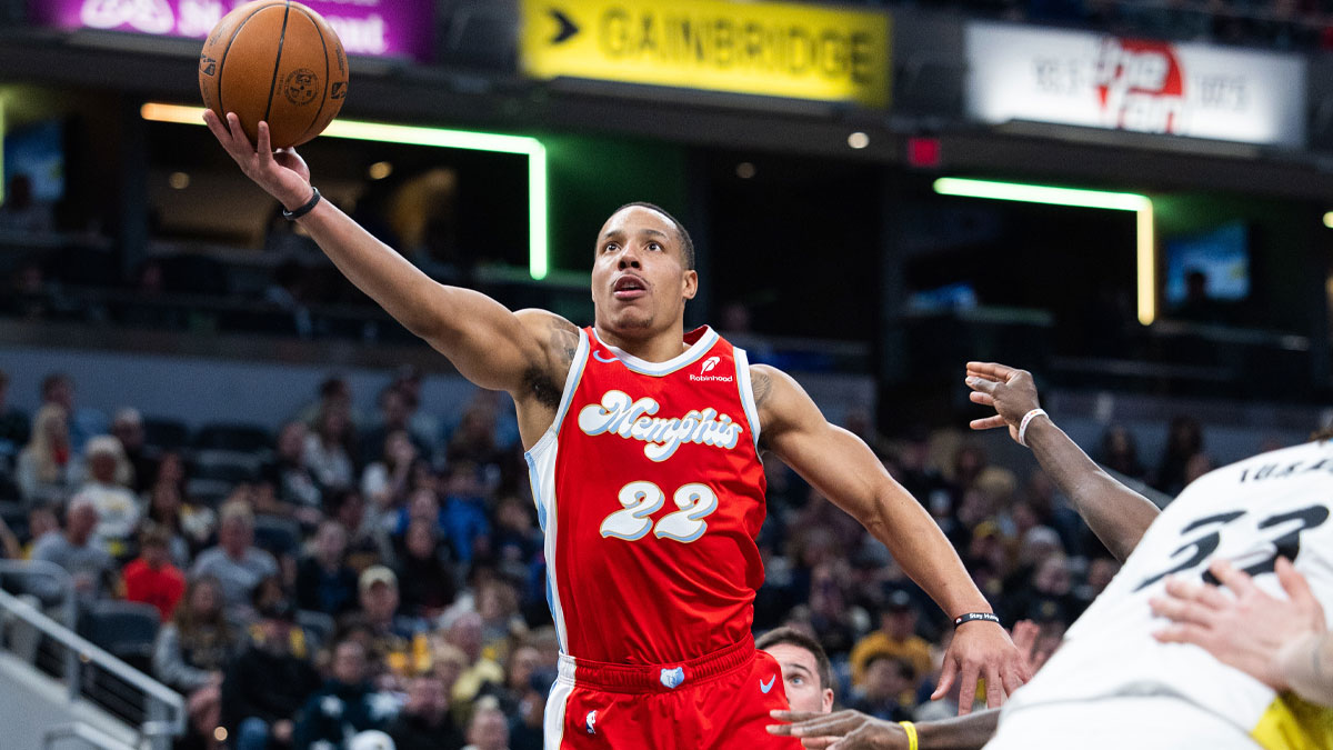 Memphis Grizzlies guard Desmond Bane (22) shoots the ball in the first half against the Indiana Pacers at Gainbridge Fieldhouse.