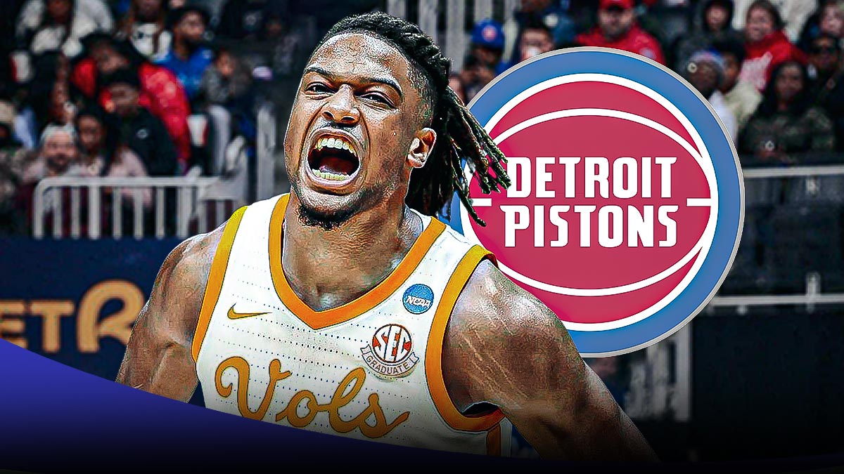 Chaz Lanier next to Pistons logo at LCA