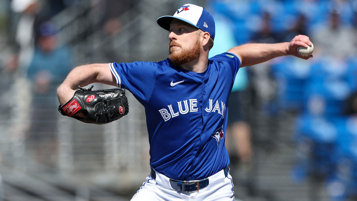 Toronto Blue Jays pitcher Richard Lovelady (68) throws a pitch against the Philadelphia Phillies in the eighth inning during spring training at TD Ballpark.
