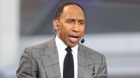 Stephen A. Smith (Stephen Smith) on the ESPN NBA Countdown live set at Intuit Dome.