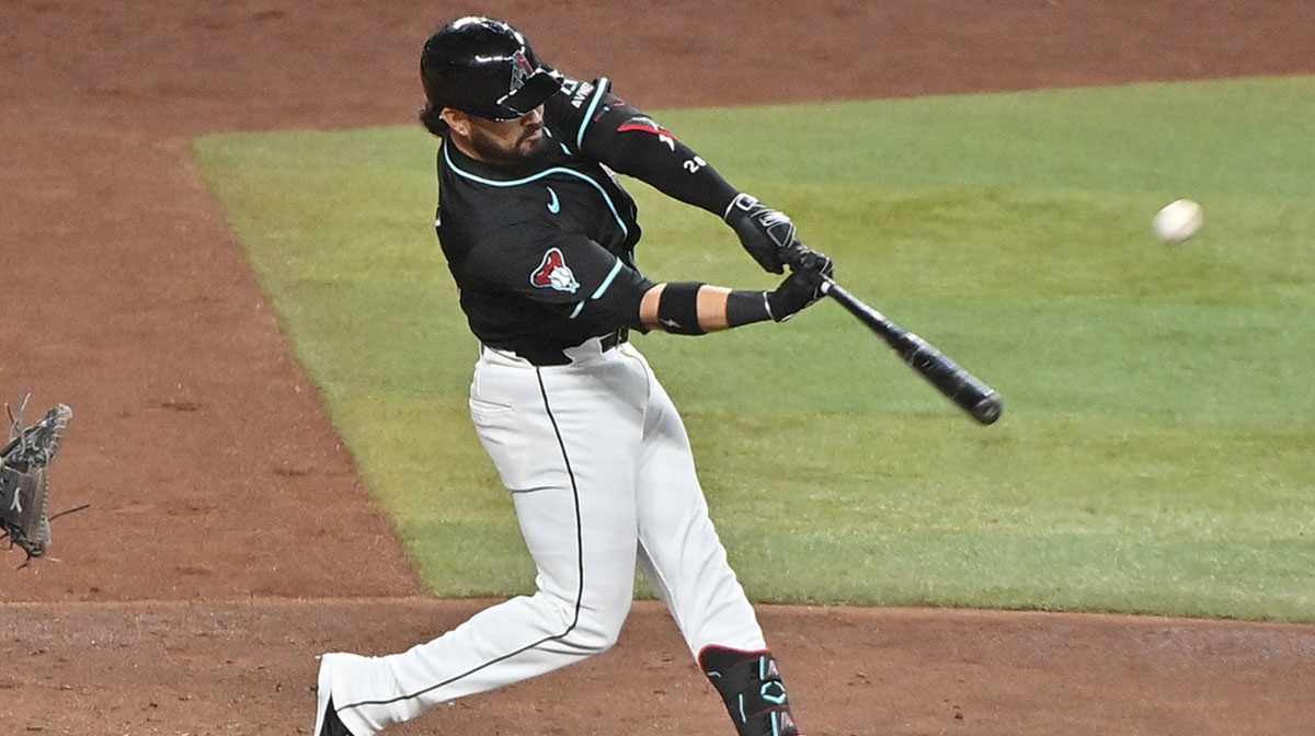 Arizona Diamondbacks third baseman Eugenio Suarez (28) hits a grand slam home run in the sixth inning against the Seattle Mariners at Chase Field.