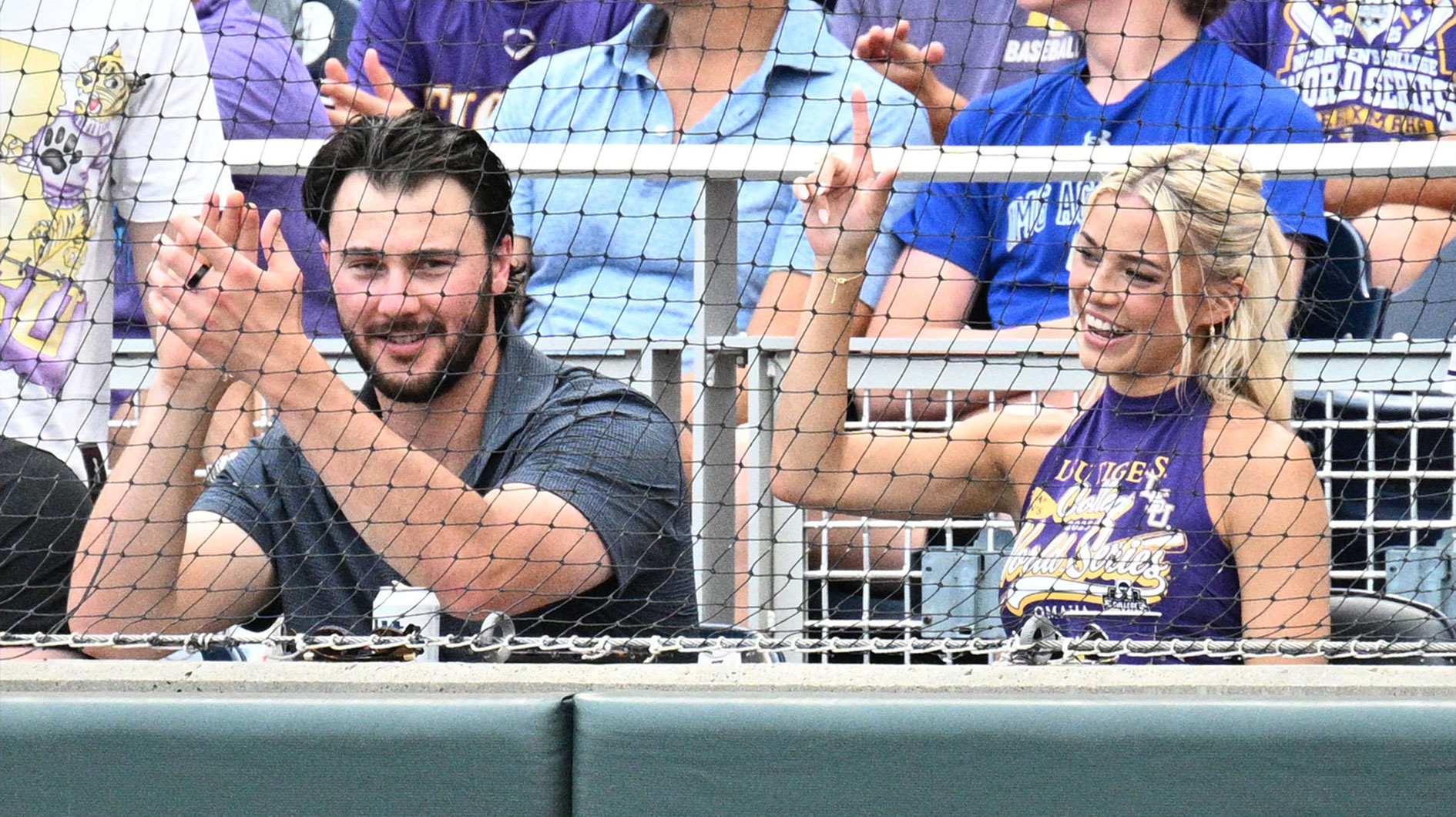 LSU Tiger alumni Paul Skenes and Livvy Dunne watch action against the UCLA Bruinsat Charles Schwab Field. Pittsburgh Pirates Torkelson