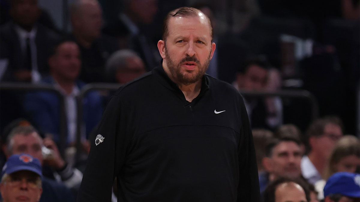 New York Knicks head coach Tom Thibodeau looks on in the first quarter against the Indiana Pacers during game five of the eastern conference finals for the 2025 NBA Playoffs at Madison Square Garden.