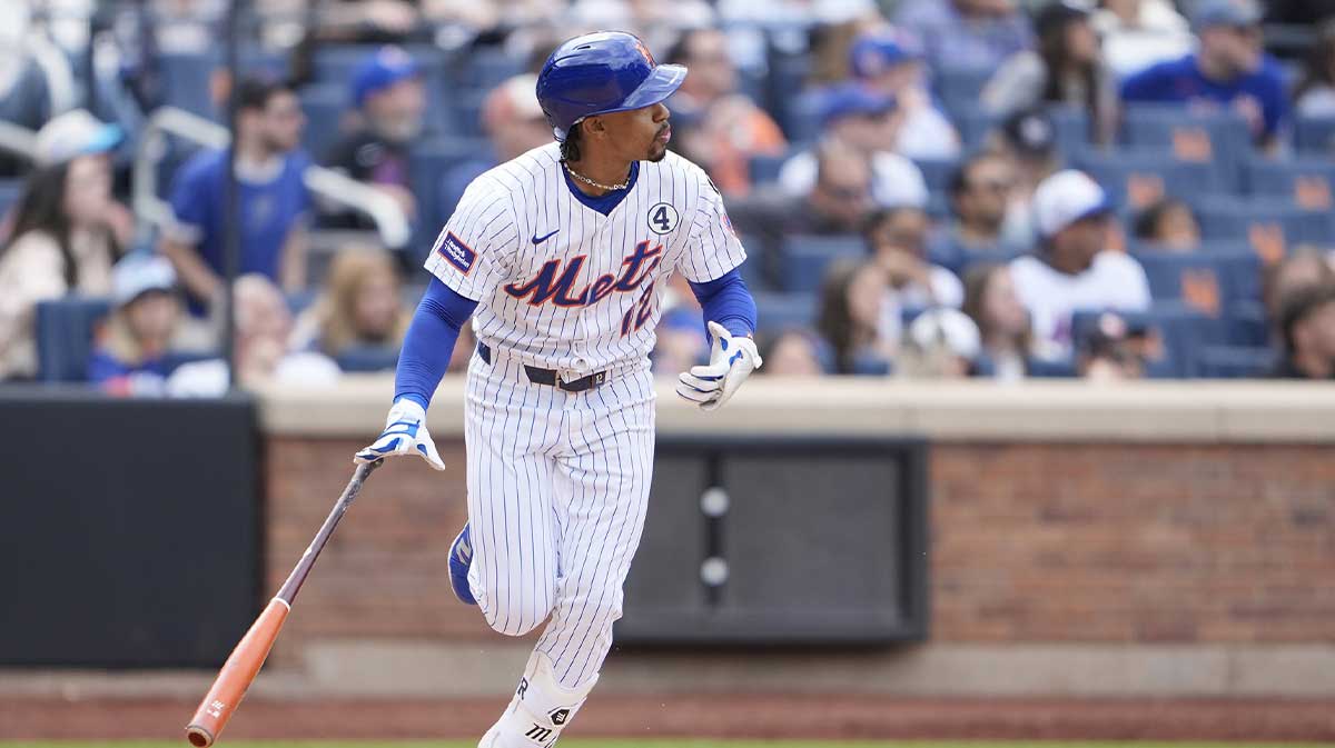 Jun 1, 2025; New York City, New York, USA; New York Mets shortstop Francisco Lindor (12) watches his home run against the Colorado Rockies during the fifth inning at Citi Field.