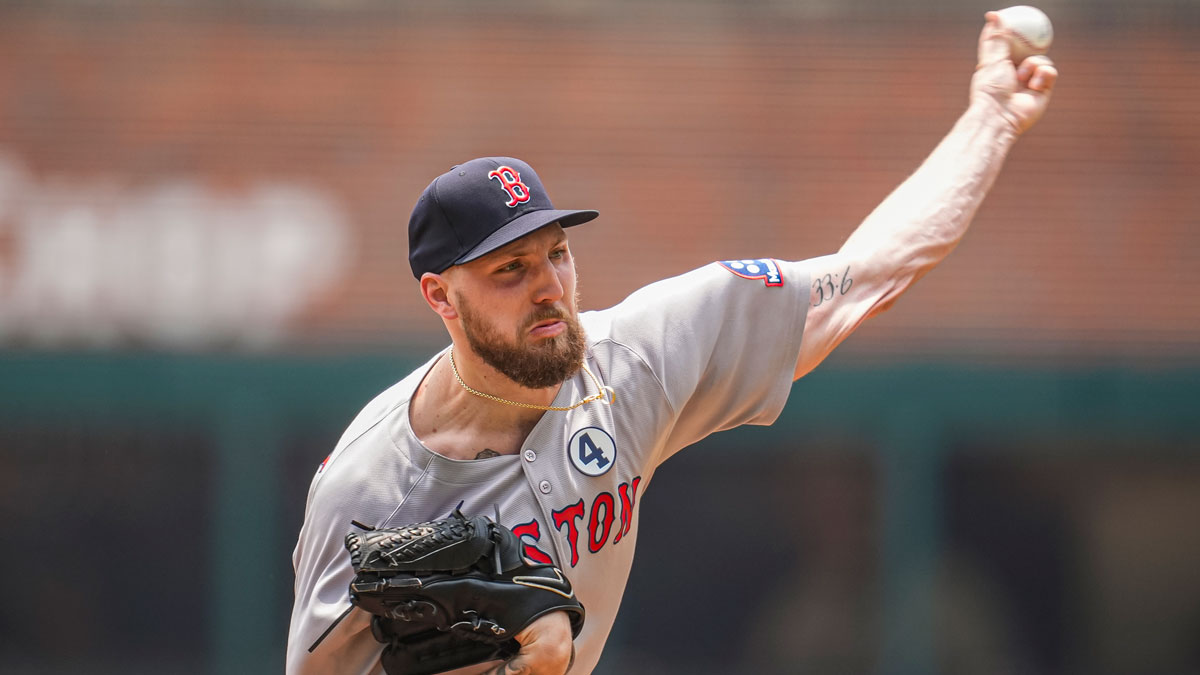Boston Red Sox starting pitcher Garrett Crochet (35) pitches against the Atlanta Braves during the first inning at Truist Park.