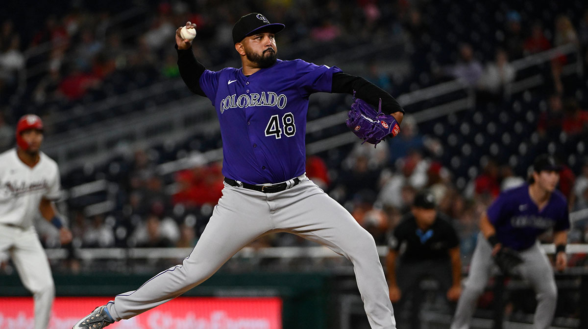 Colorado Rockies starting pitcher German Marquez (48) throws to the Washington Nationals during the third inning at Nationals Park.