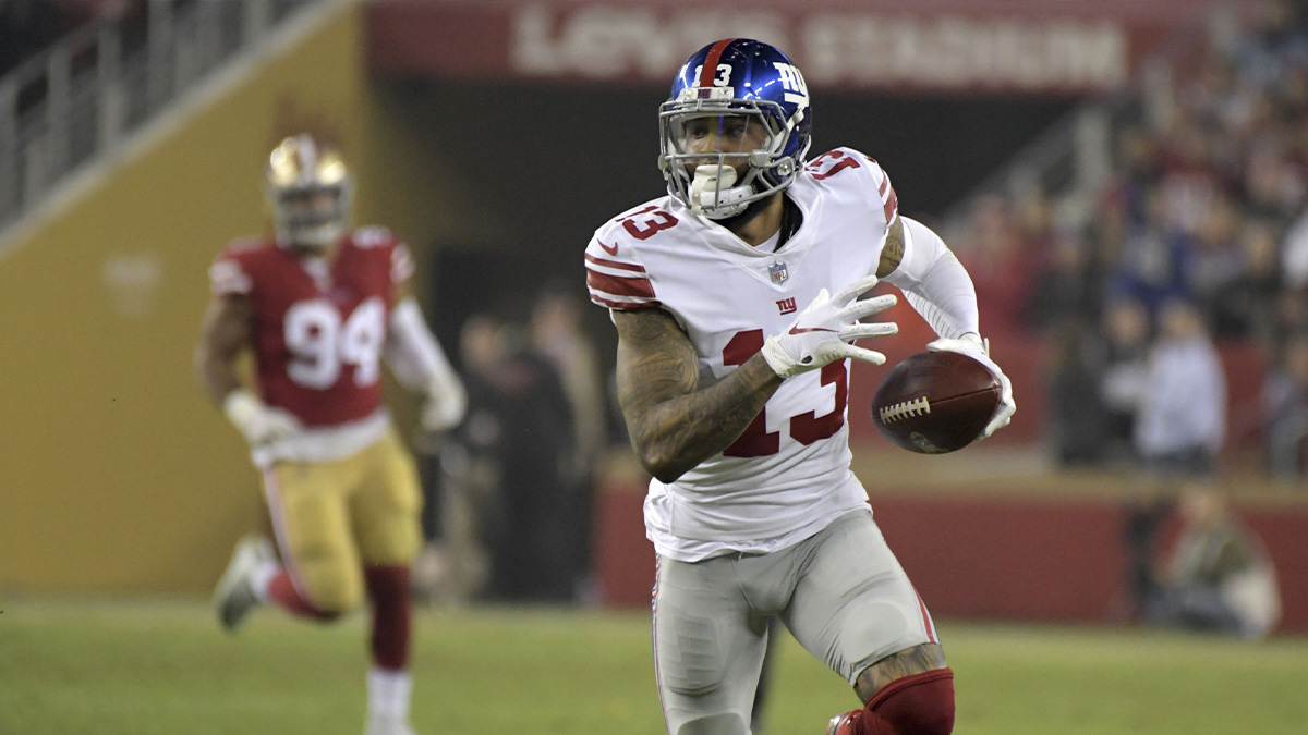 New York Giants wide receiver Odell Beckham (13) carries the ball in the third quarter against the San Francisco 49ersat Levi's Stadium. The Giants defeated the 49ers 27-23.