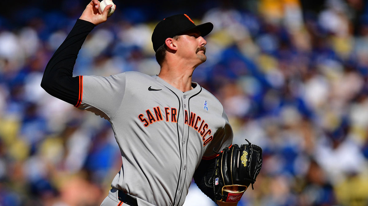 San Francisco Giants pitcher Sean Hjelle (64) throws during the second inning against the against the Los Angeles Dodgers at Dodger Stadium.