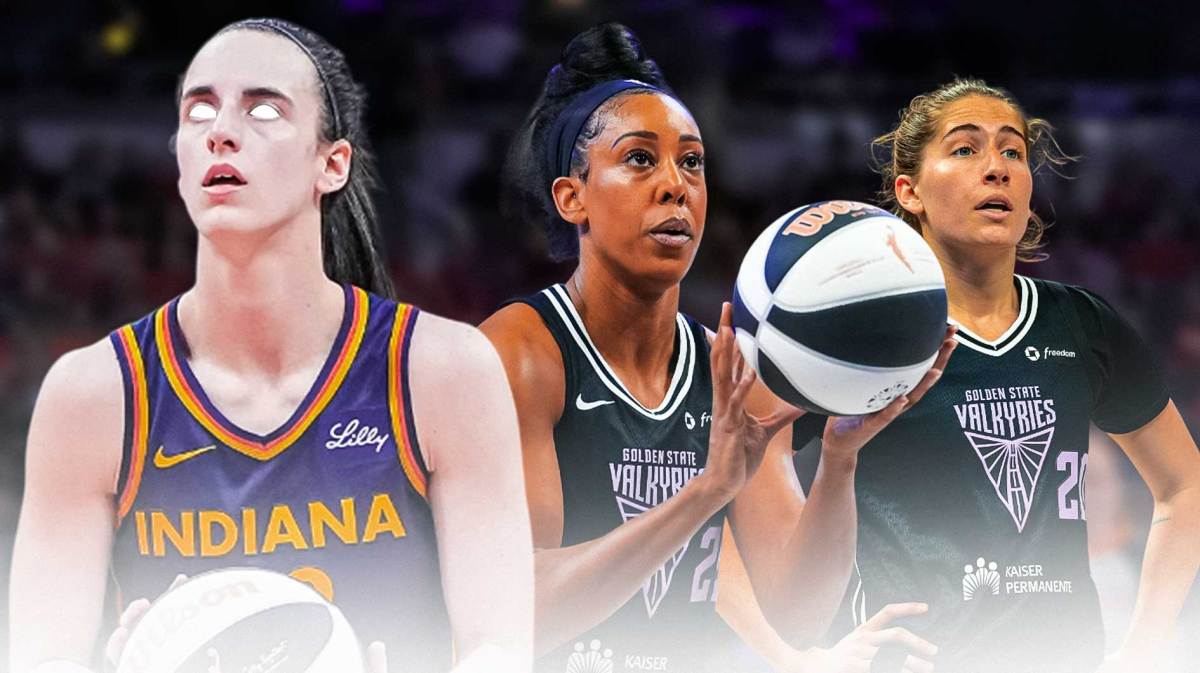 Kate Martin and Monique Billings with Caitlin Clark.