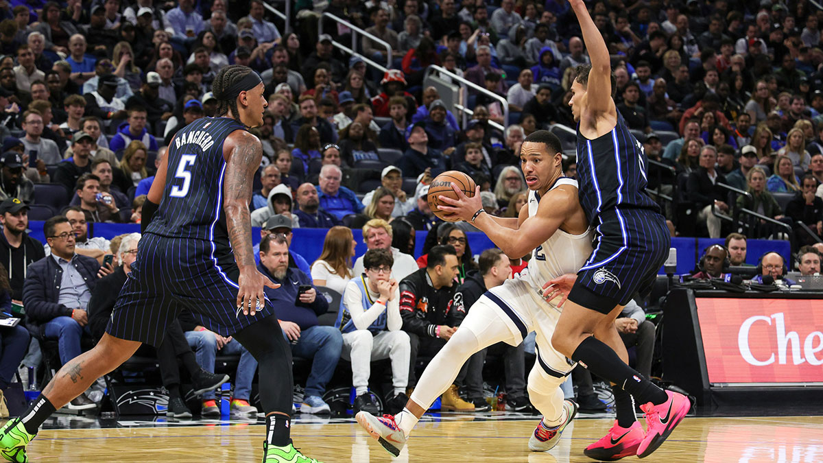 Memphis Grizzlies guard Desmond Bane (22) drives past Orlando Magic forward Tristan da Silva (23) during the second half at Kia Center.