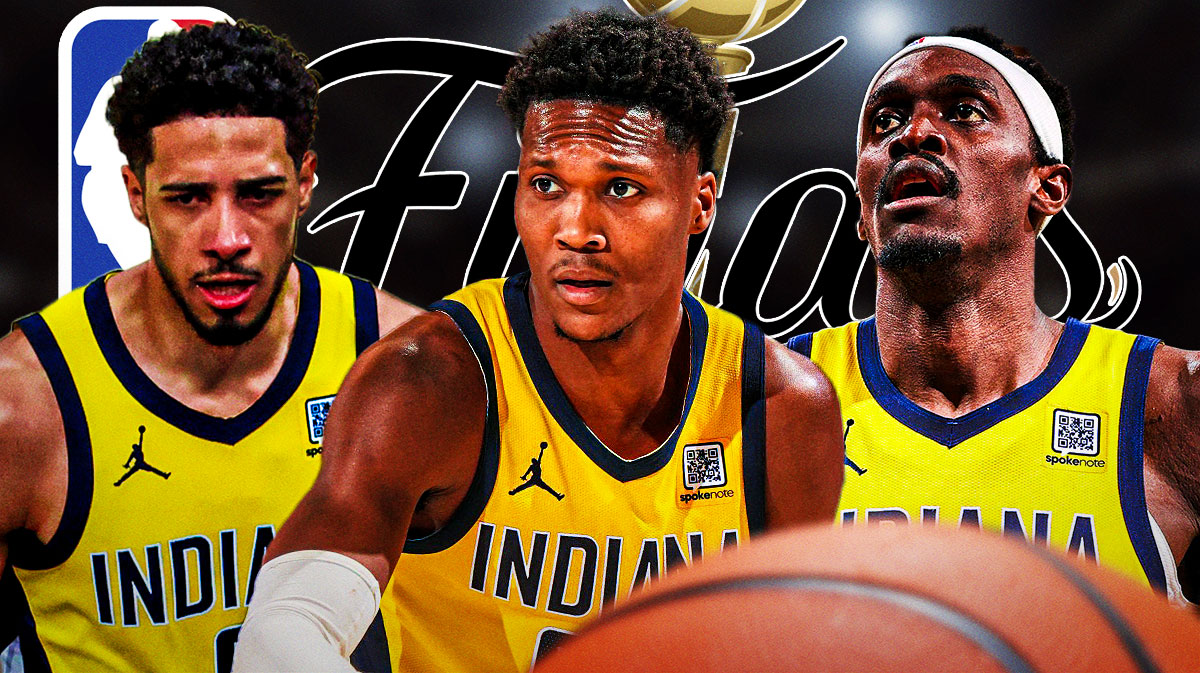 Pacers' Bennedict Mathurin with Tyrese Haliburton and Pascal Siakam in NBA Finals