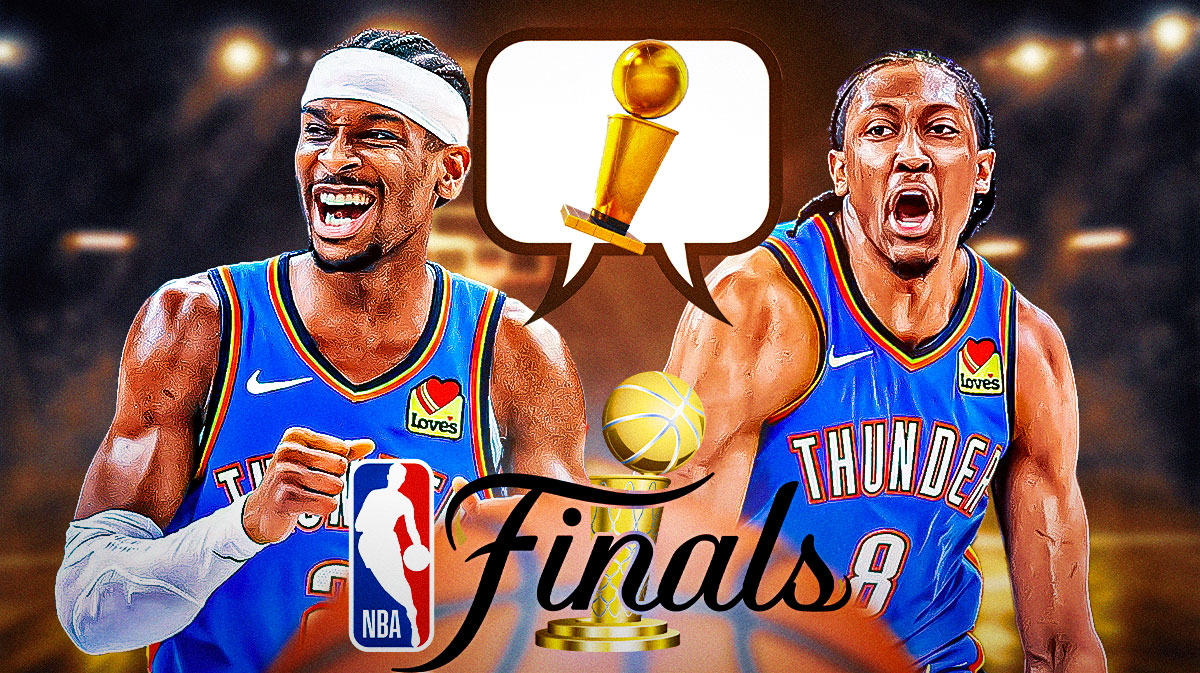 Thunder's Jalen Williams and Shai Gilgeous-Alexander thinking about NBA Finals trophy