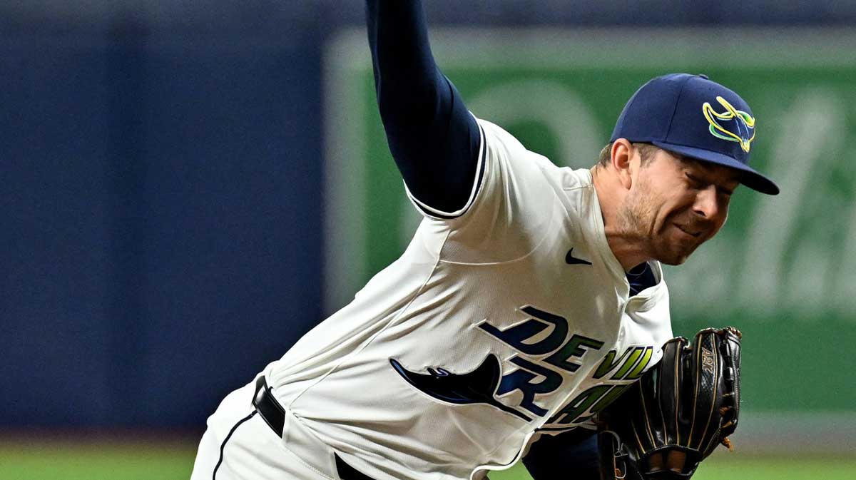 Tampa Bay Rays relief pitcher Hunter Biggs (43) throws a pitch in the ninth inning against the Toronto Blue Jays at Tropicana Field.
